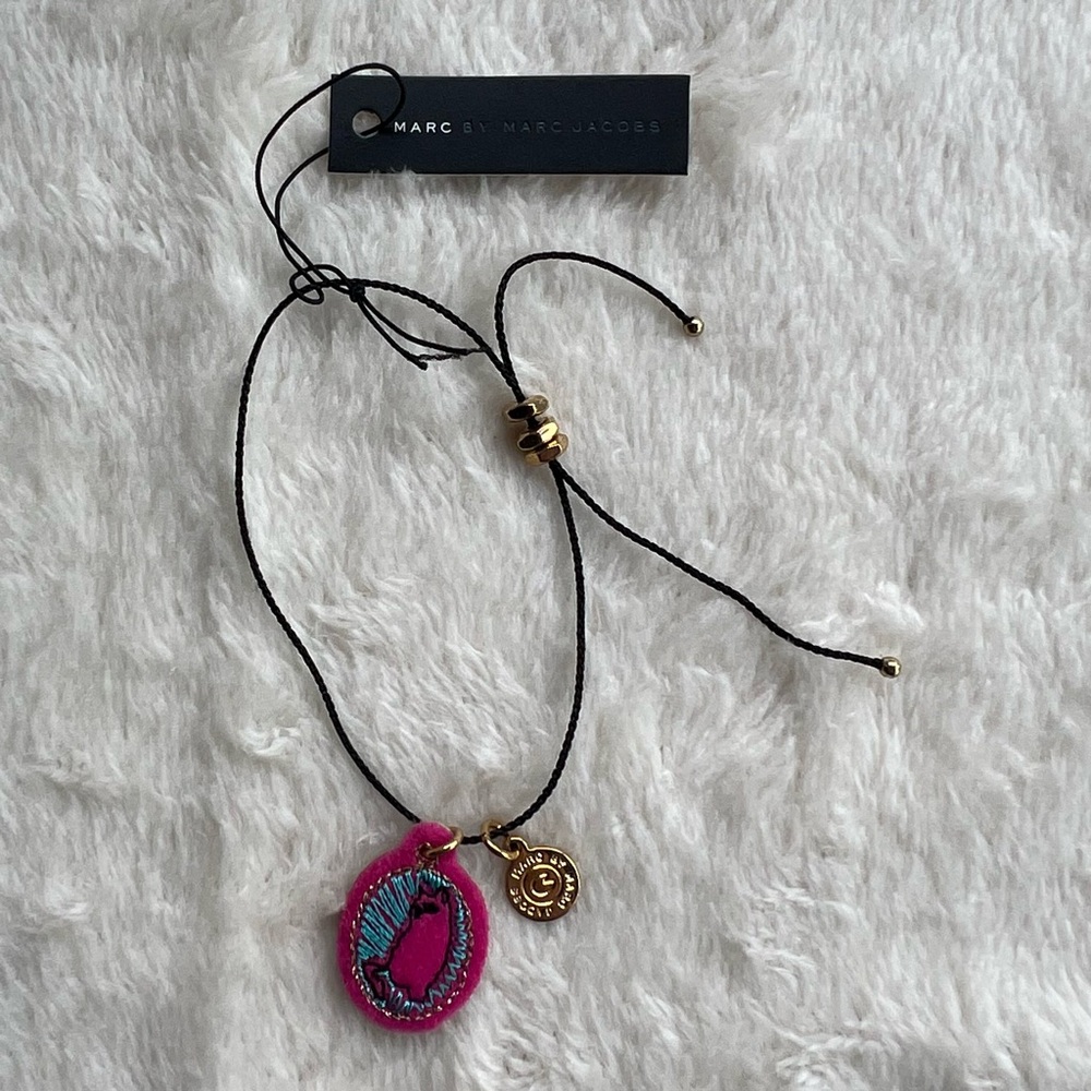 Marc By Marc Jacobs Pink Cat Charm Adjustable Bracelet